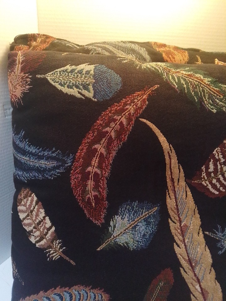 Large Embroidred Pillow Multiple Feather Pattern 20" X 20"