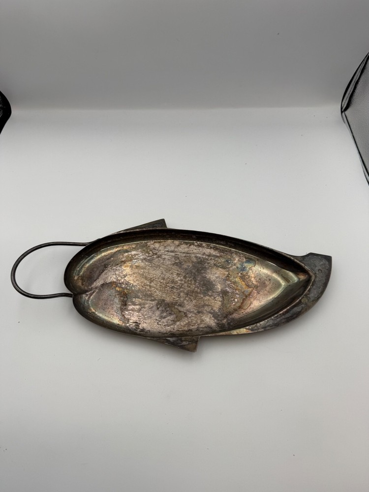 Vintage Three Crowns Silversmiths Fish Platter Silver Plate MCM Serving Dish PA