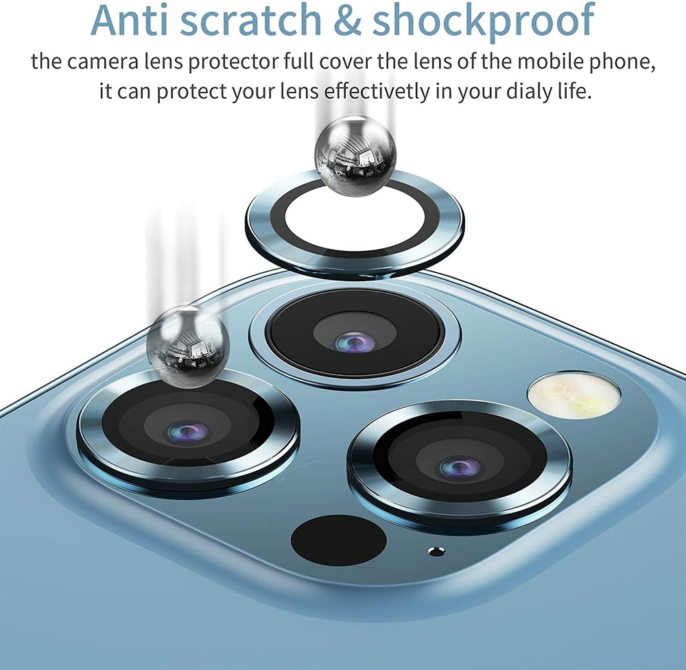 For Apple iPhone 12 13 Pro/Max 3 PC Ring Tempered Glass Camera Lens Protector