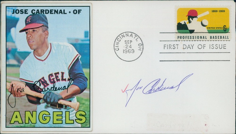 Jose Cardenal California Angels Signed First Day Issue Cachet JSA Authenticated