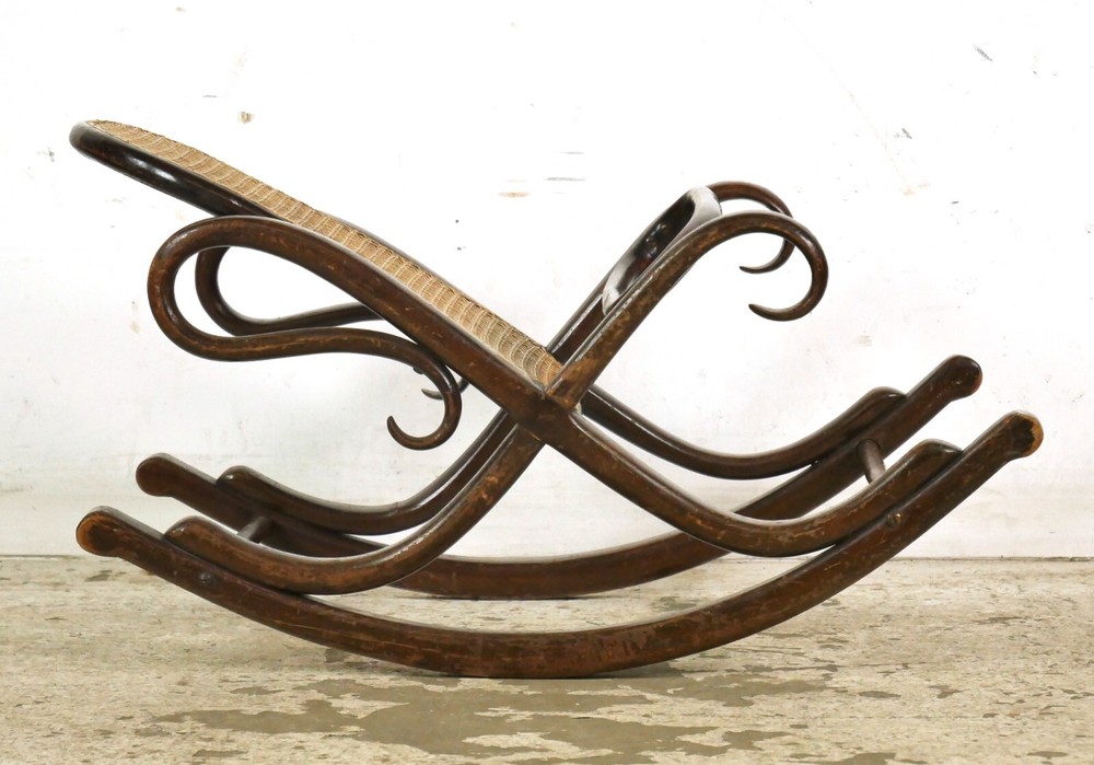 Chauffeuse Thonet Bentwood Cane Rocking Footstool