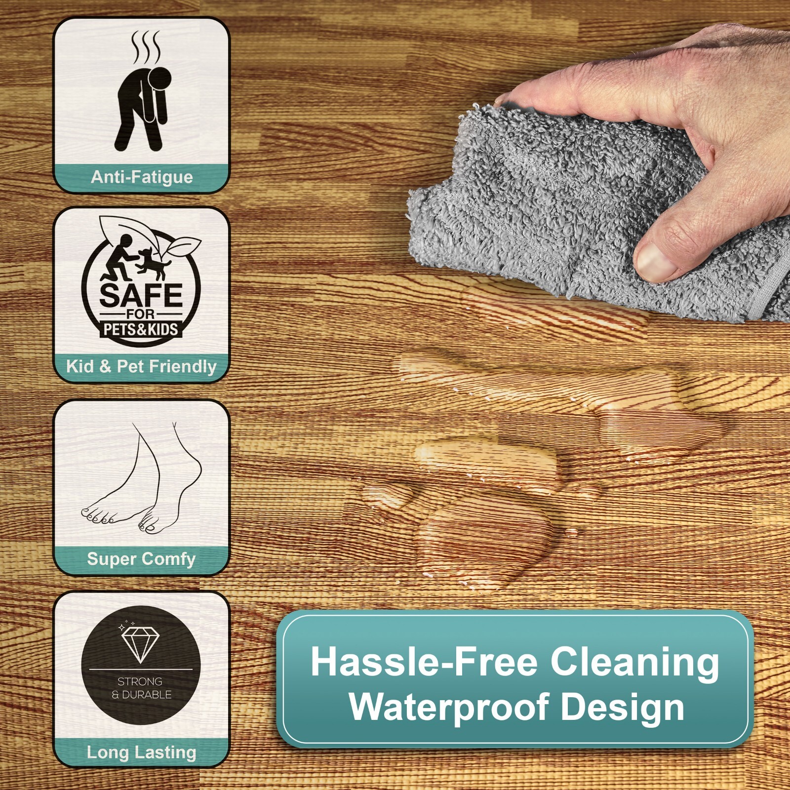 Sorbus 96 Sq. Ft. Wood Grain Floor Tiles, Interlocking EVA Foam Mats 24 Pcs.