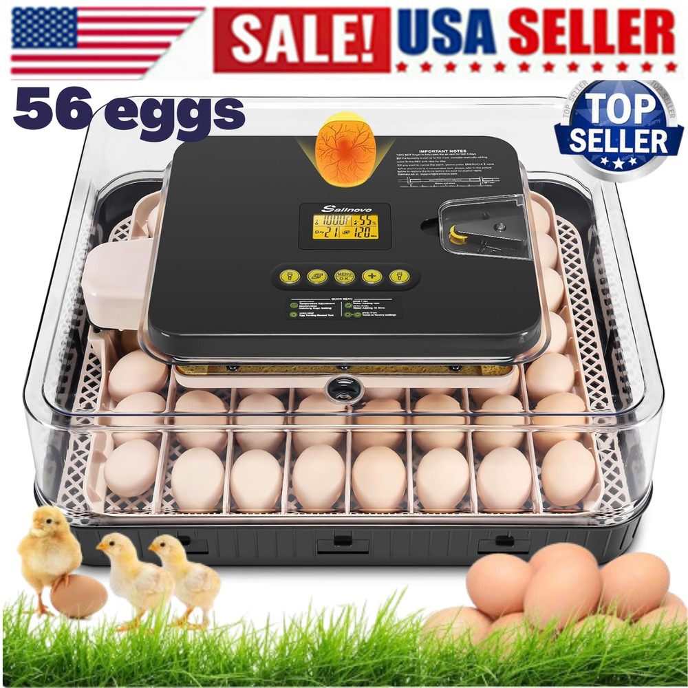 56 Egg Incubator for Hatching Eggs w/Automatic Egg Turning Built-in LED Candler~