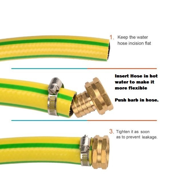 3/8 Inch Garden Brass Mender End Repair Kit Hose Connector