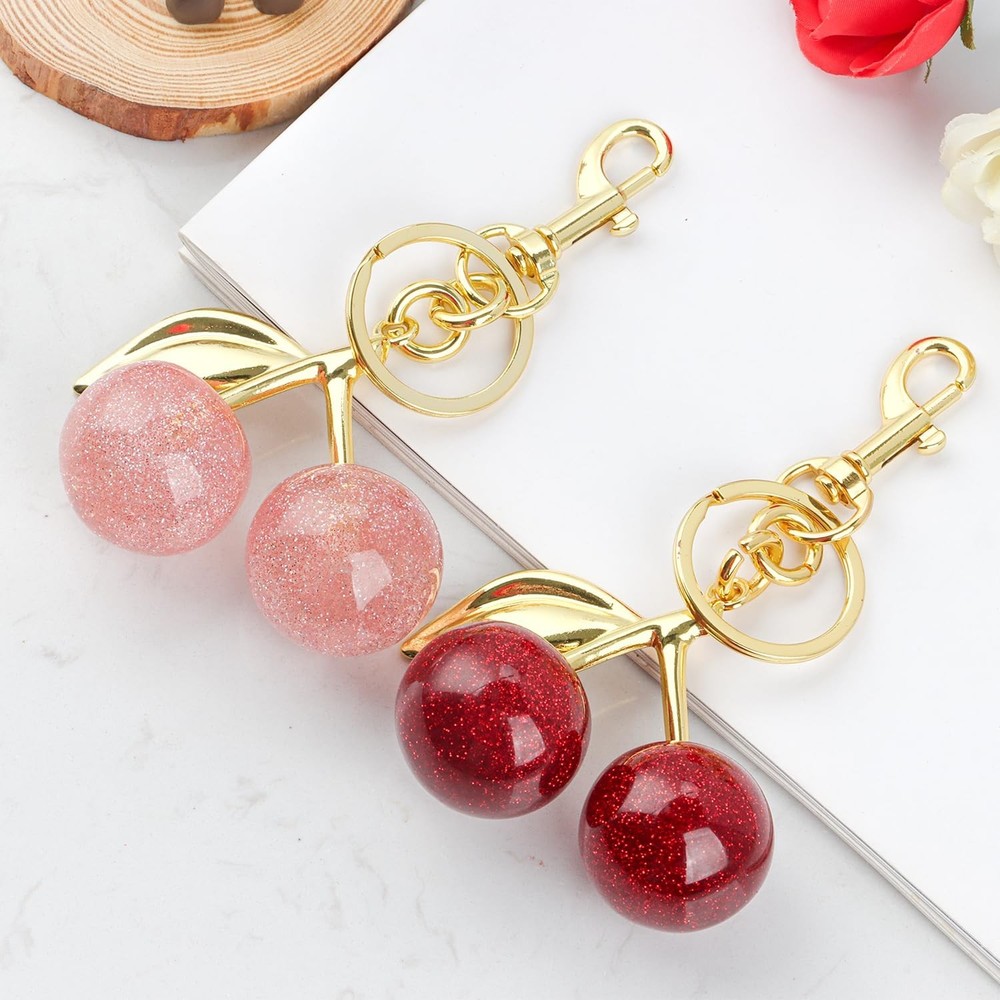 Cherry Keychain Cute Keychain Large Red&pink