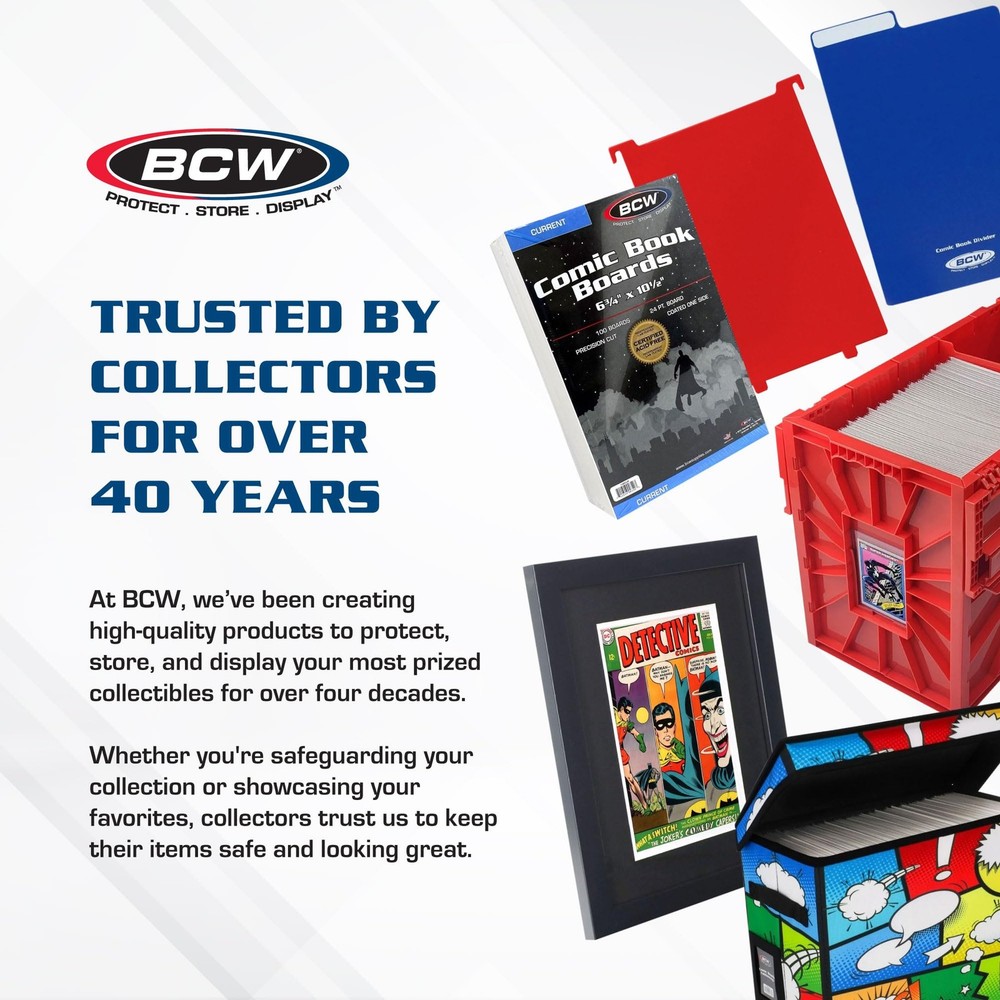 Short Comic Book Bin | Holds 150 Comics | Stackable Plastic Storage | Acid-Fr...