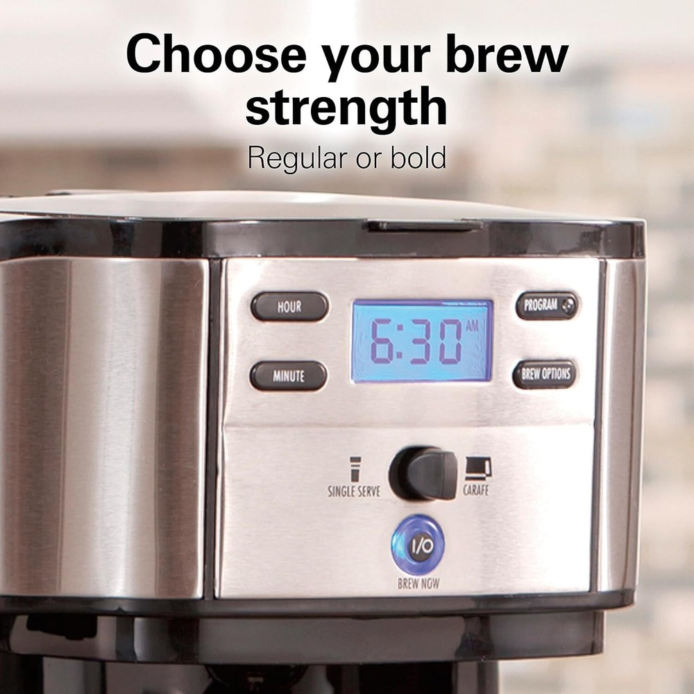 2-Way 12 Cup Programmable Drip Coffee Maker & Single Serve Machine, Glass Carafe