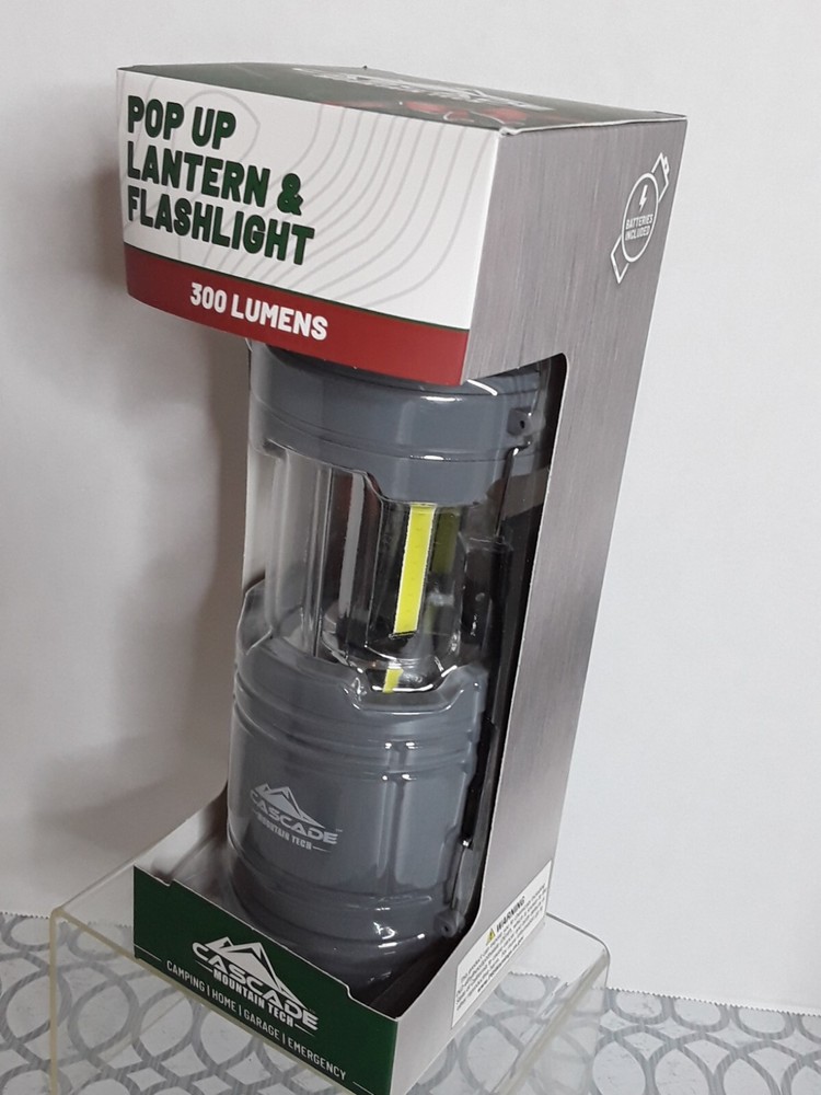 Pop Up Lantern & Flashlight Cascade Mountain Tech Gray garage, home, camp, etc.