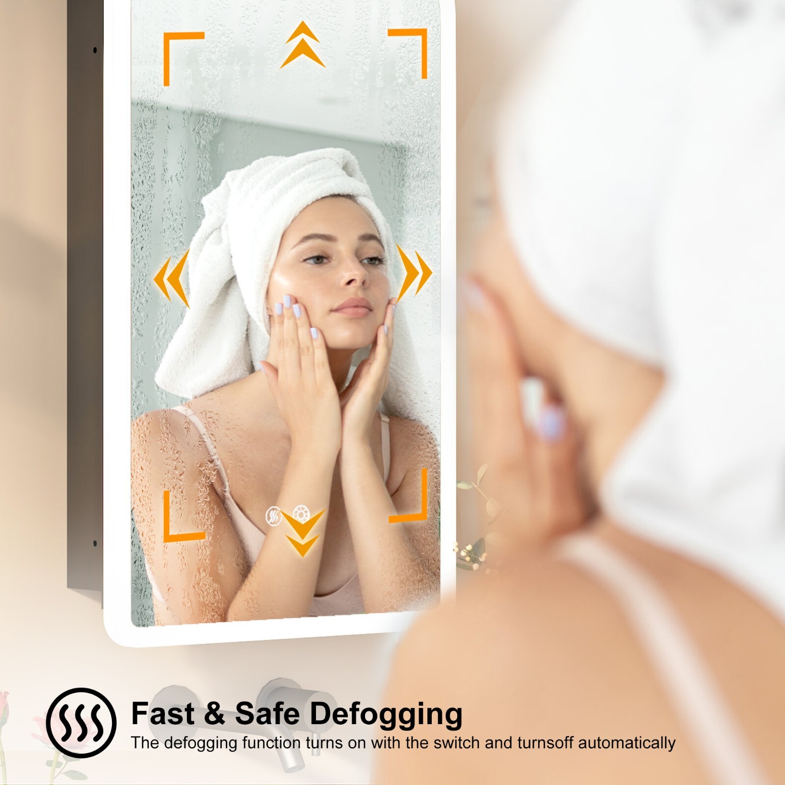 Arched LED Lighted Bathroom Medicine Mirror Cabinet with Anti-Fog Dimmable Light