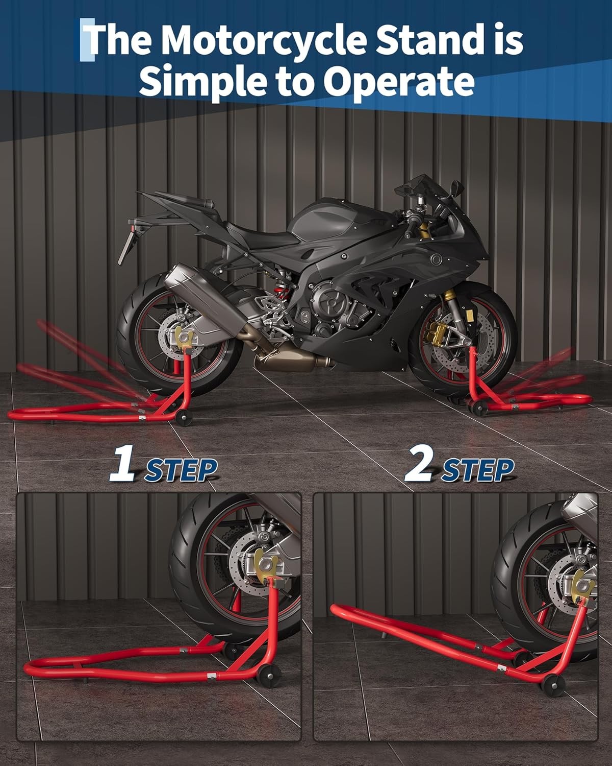 900lbs Motorcycle Front & Rear Stand Lift Spoolift Paddock Swingarm Bike Support