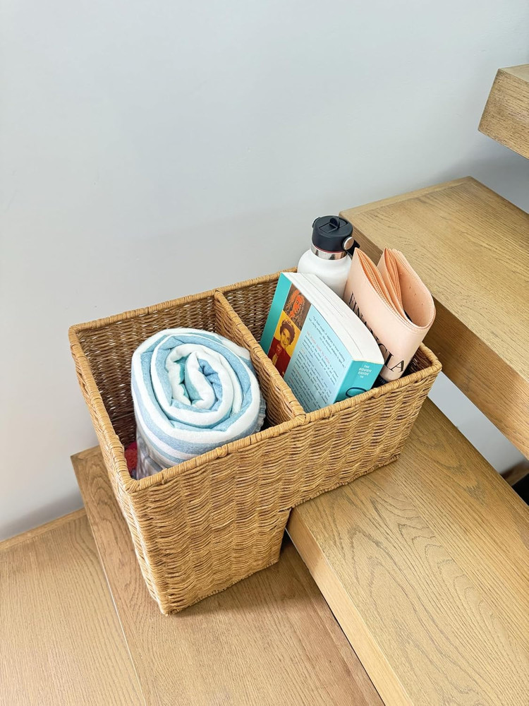 Wicker Step Basket, Natural, Rectangular, 15 X 9.5 X 15.75 In