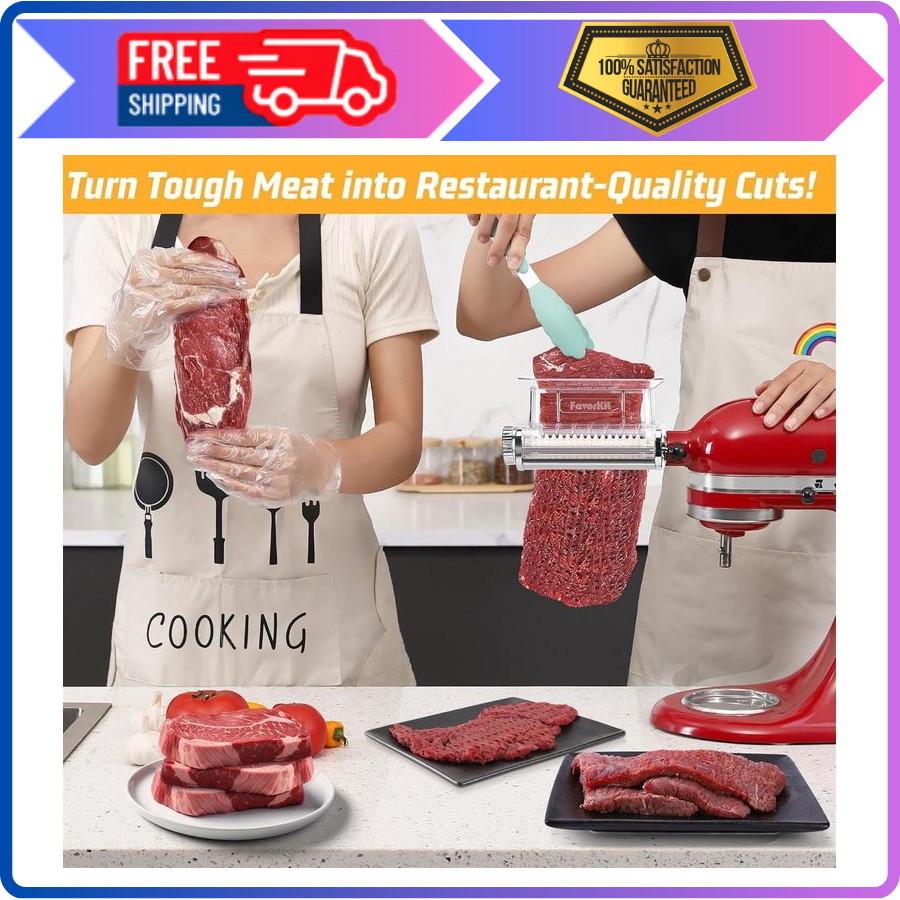 FavorKit Adjustable 3‑Thickness Meat Tenderizer Attachment – For KitchenAid Stan
