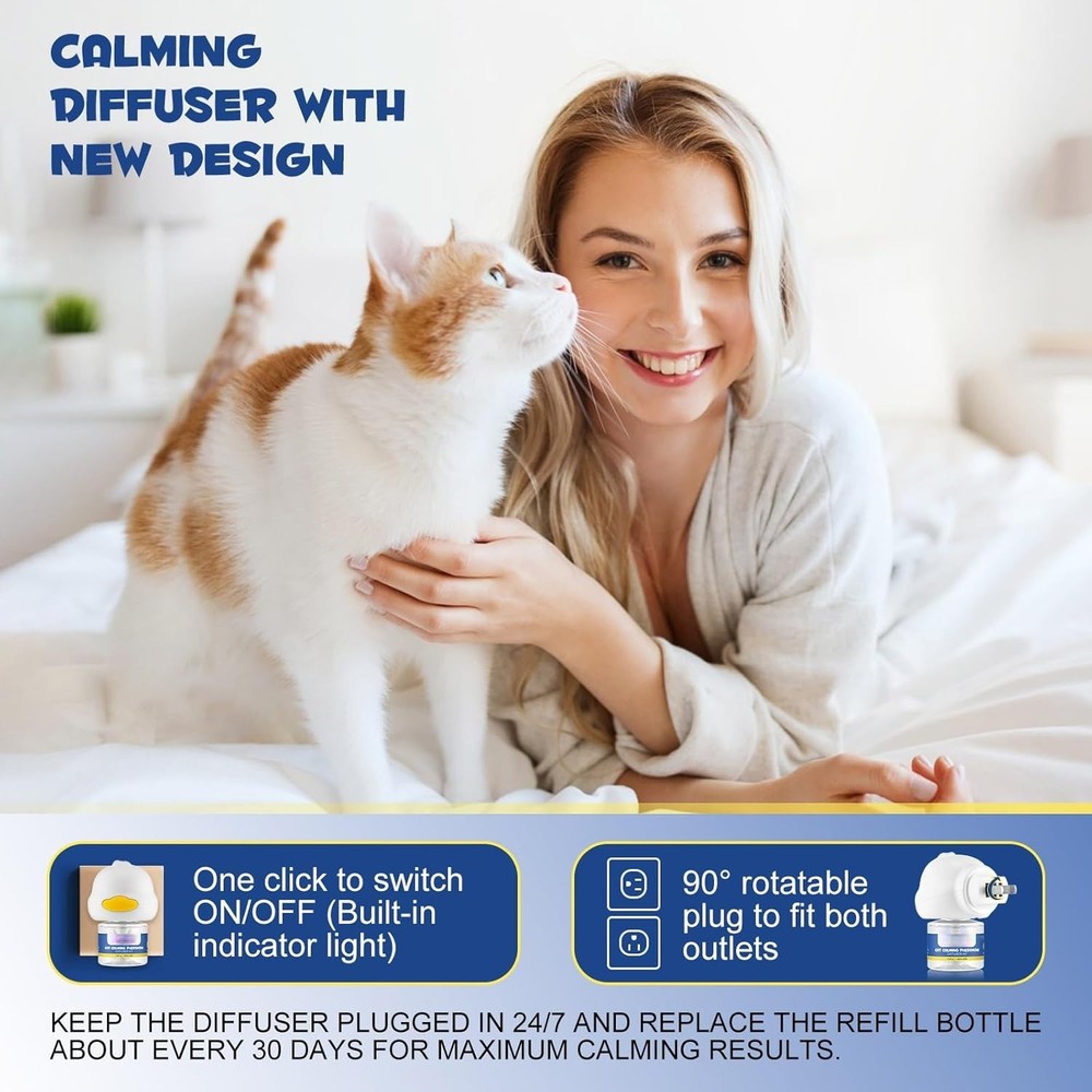 Cat Calming Diffuser Kit 60 Days, Cat Pheromones Calming Diffuser Effectively...