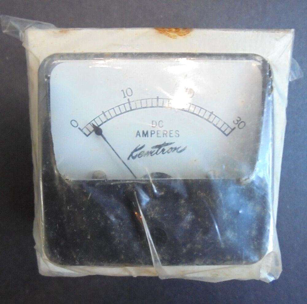 Kemtron DC Amperes Panel Meter 2 1/8 x 2 in NOS