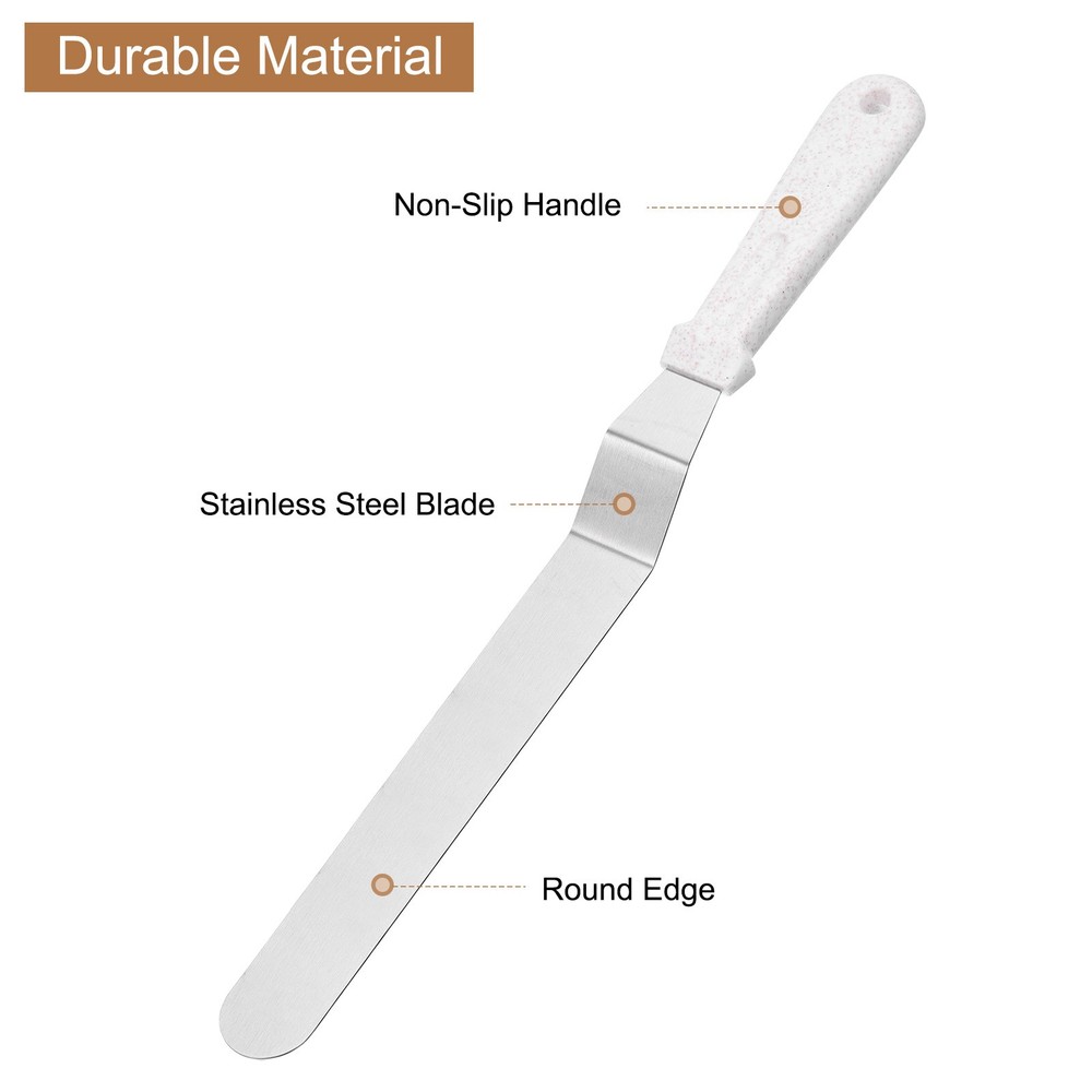 Icing Spatula with 12 Inch Bent Blade with Handle, Beige