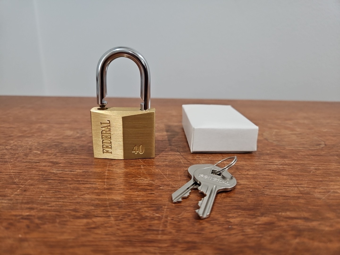 Federal 40 Lock Brass Padlock w/ 2 Keys Cut Away Lock NEW
