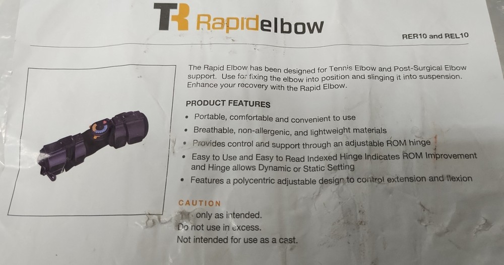 TR Rapid Elbow Adjustable Hinged Elbow Brace with Sling Stabilizer