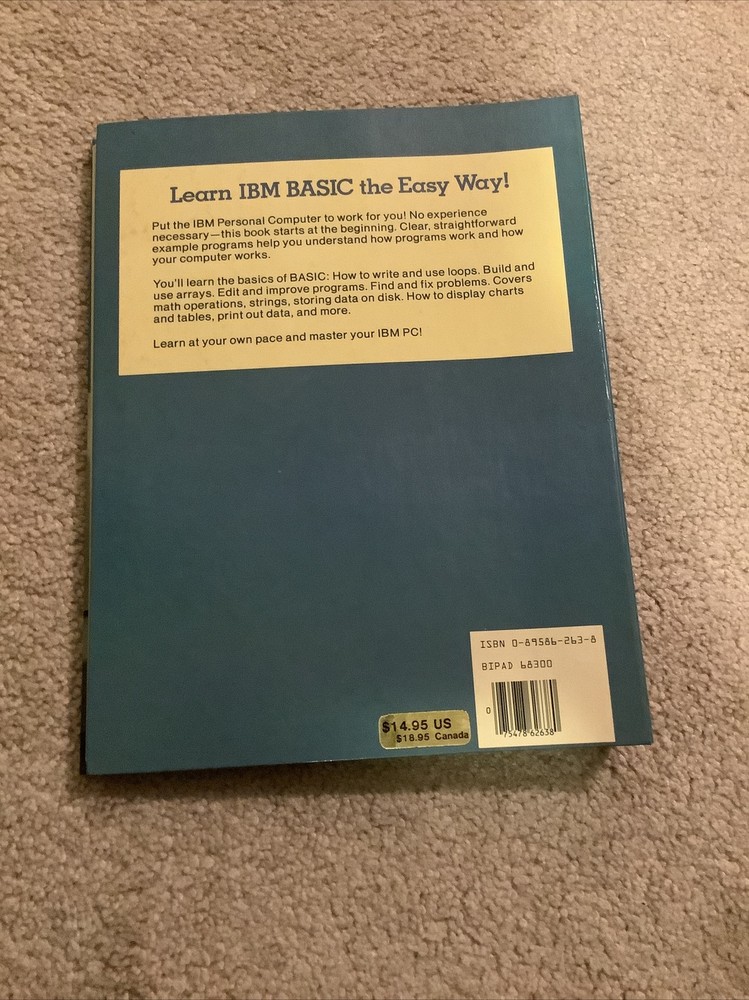 1983 How To Program Your IBM PC Basic For Beginners Book
