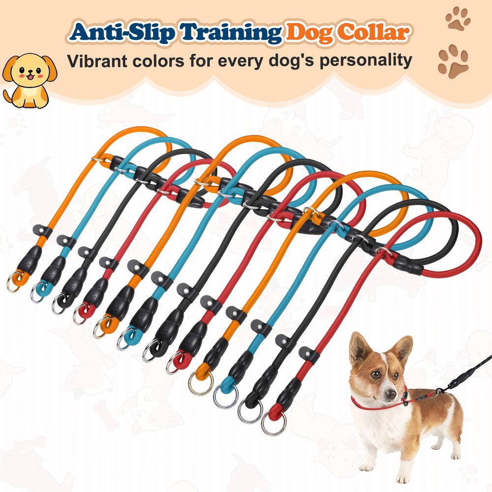 Dog Slip Collar No Pull Training Nylon Collar Adjustable Stopper S Orange