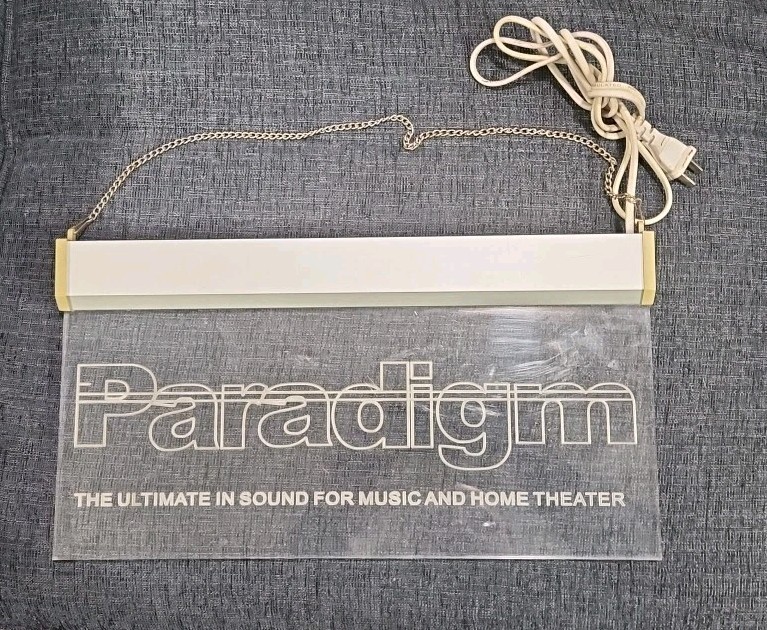 PARADIGM PLEXIGLASS HANGING  LIGHT UP SIGN - TESTED