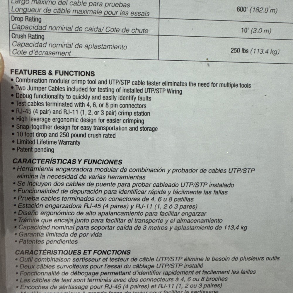 Sperry Instruments GMC-3000 Modular Crimper & Cable Tester , Yellow