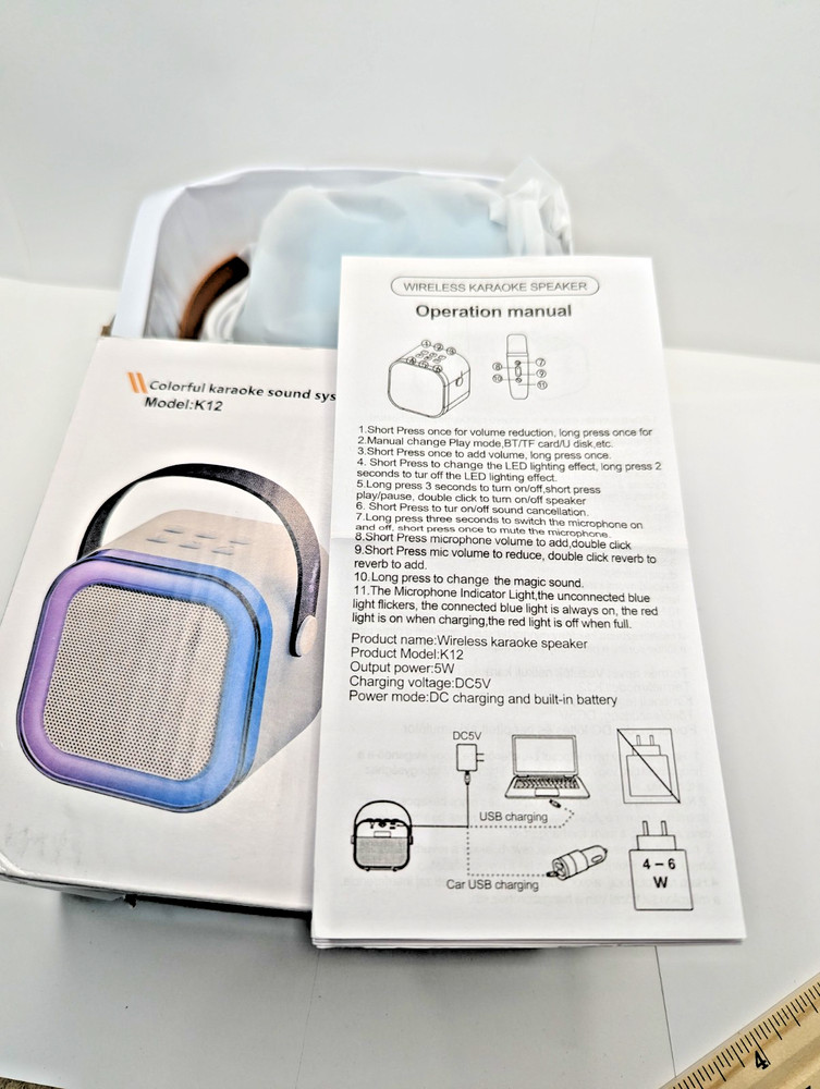 Colorful Сompact Karaoke System. Wireless microphone.