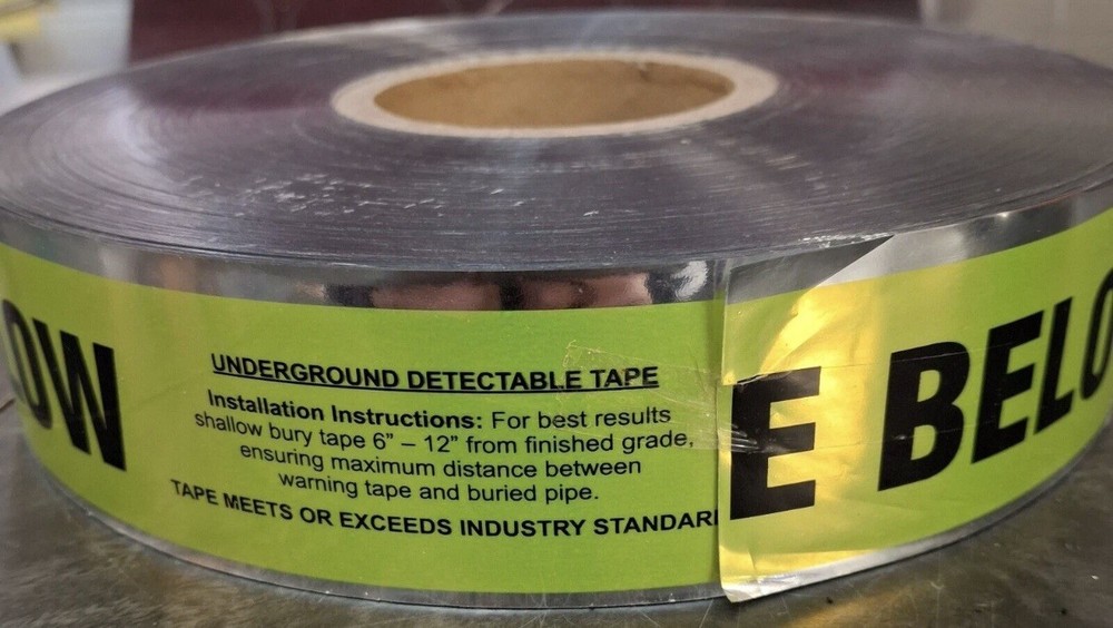 Underground Detectable Tape 2" Caution Buried Gas Line Below 1000 ft