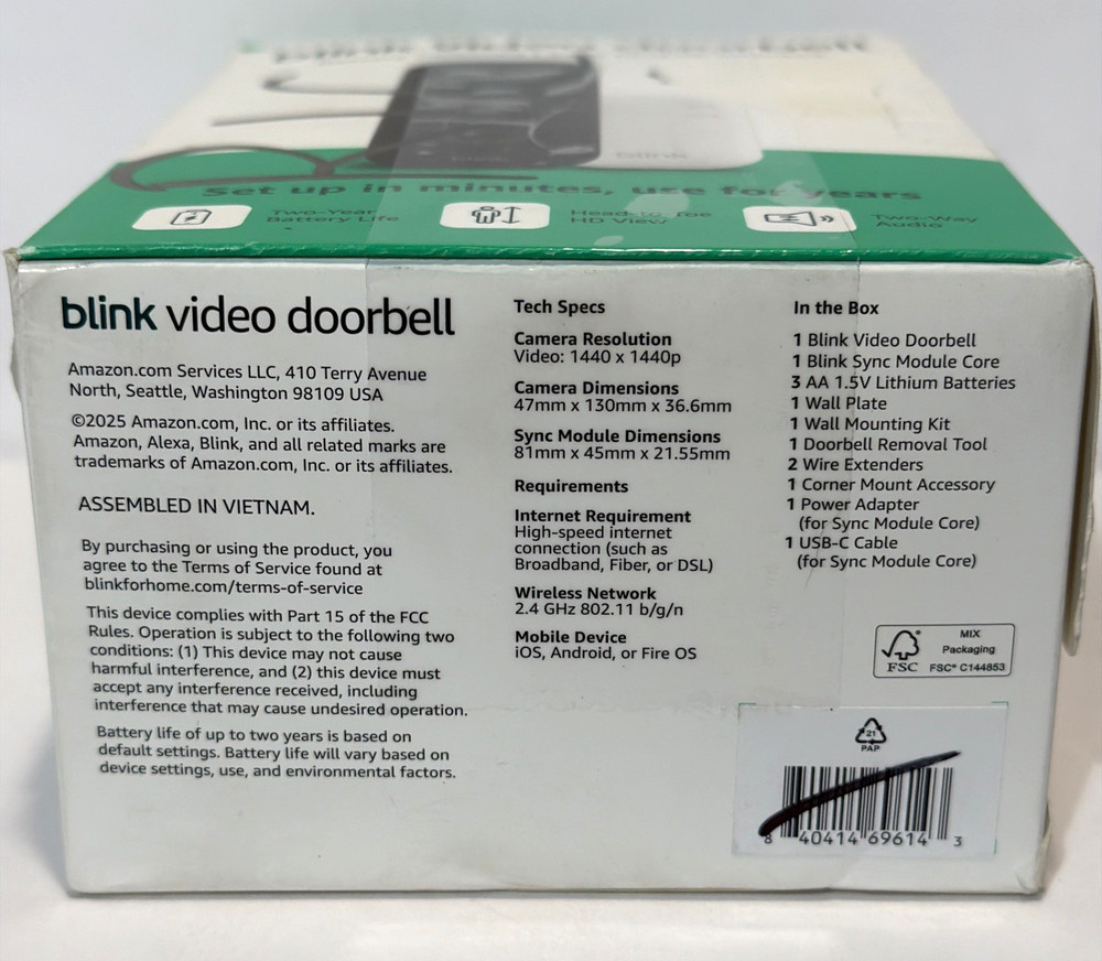 Blink Wireless Video Doorbell 2nd Gen + Sync Module Core - System (black)
