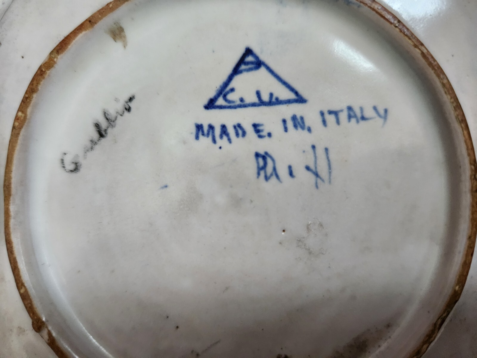 Majolica INKWELL, Societa Ceramica Umbra, Attached Tray & Lid Gubbio Italy