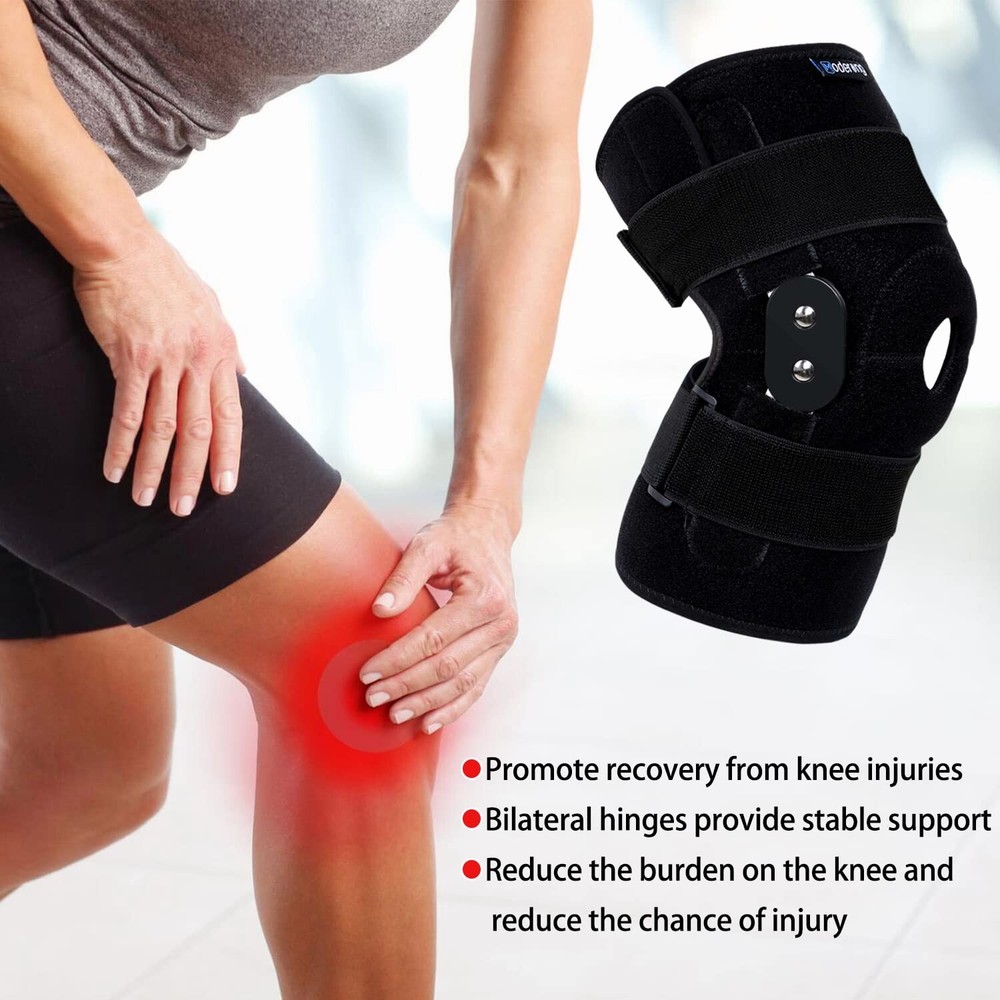 Knee Brace Hinged Compression Sleeve Joint Support Open Patella Stabilizer Wrap