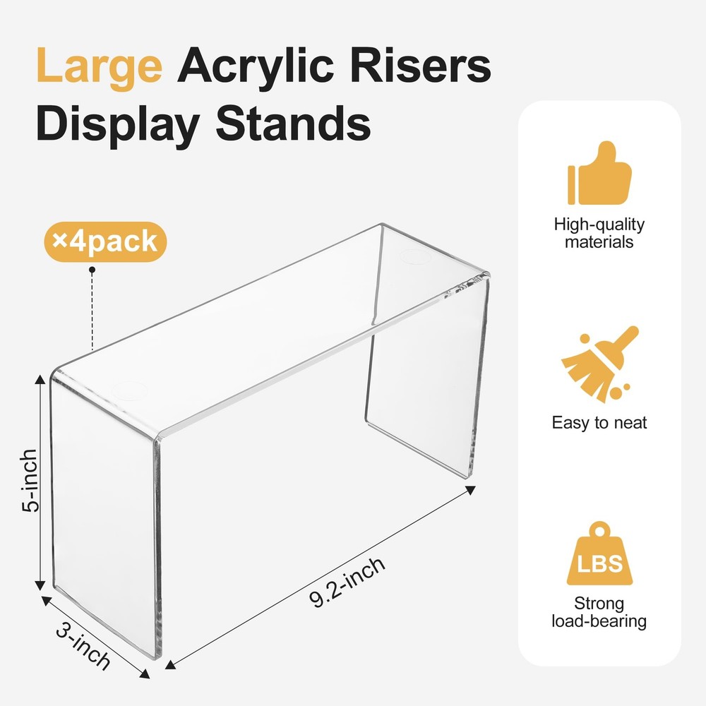 Aminigram 4 Pack Acrylic Risers Display Stands, Stands transparent