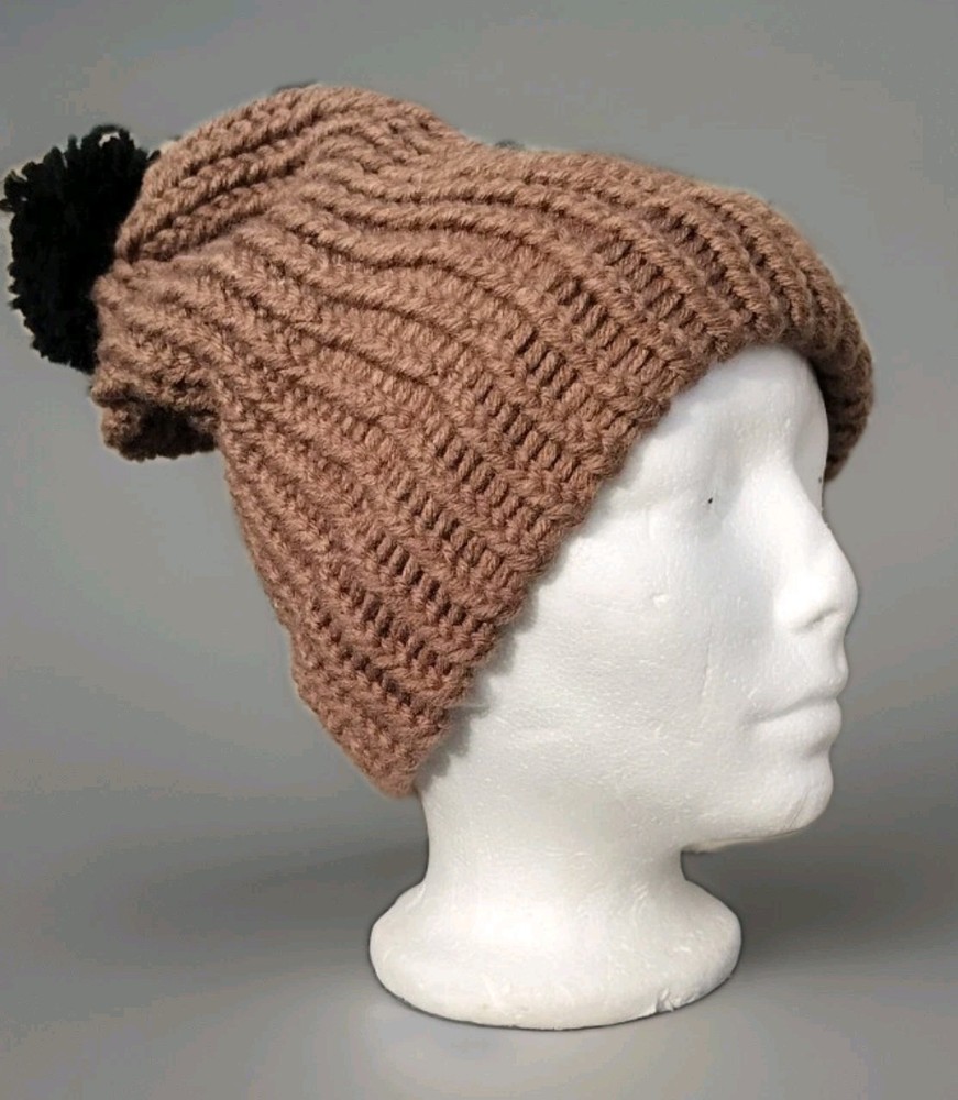 Brown Beanie Handmade Knit Hat