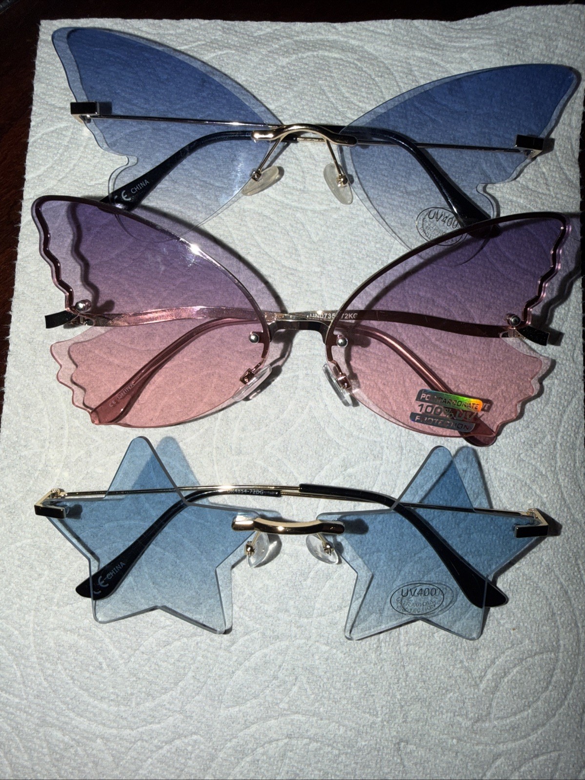 Girls Sunglasses- 3 Pairs of Tinted UV Protection. Fun Girly Frames. Brand New