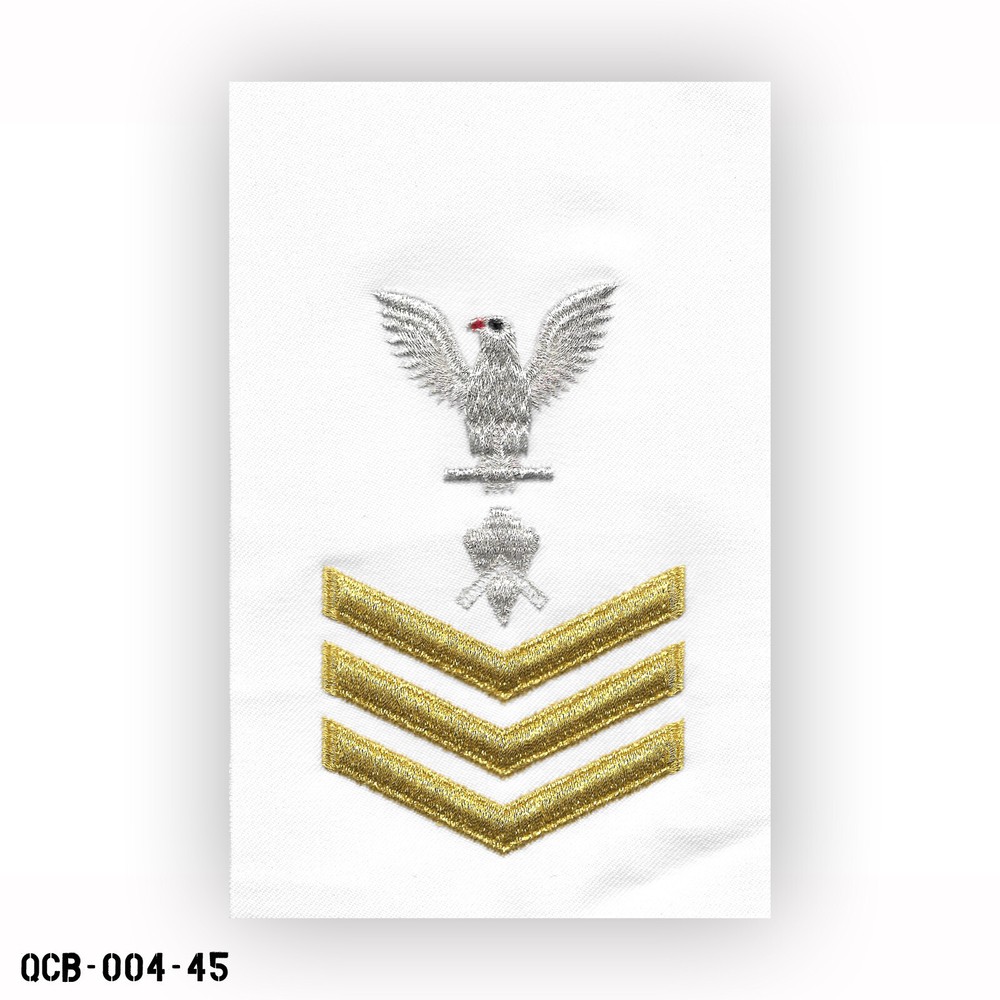 US Navy PO1 E-6 Petty Officer First Class Builder White Patch ~ USA