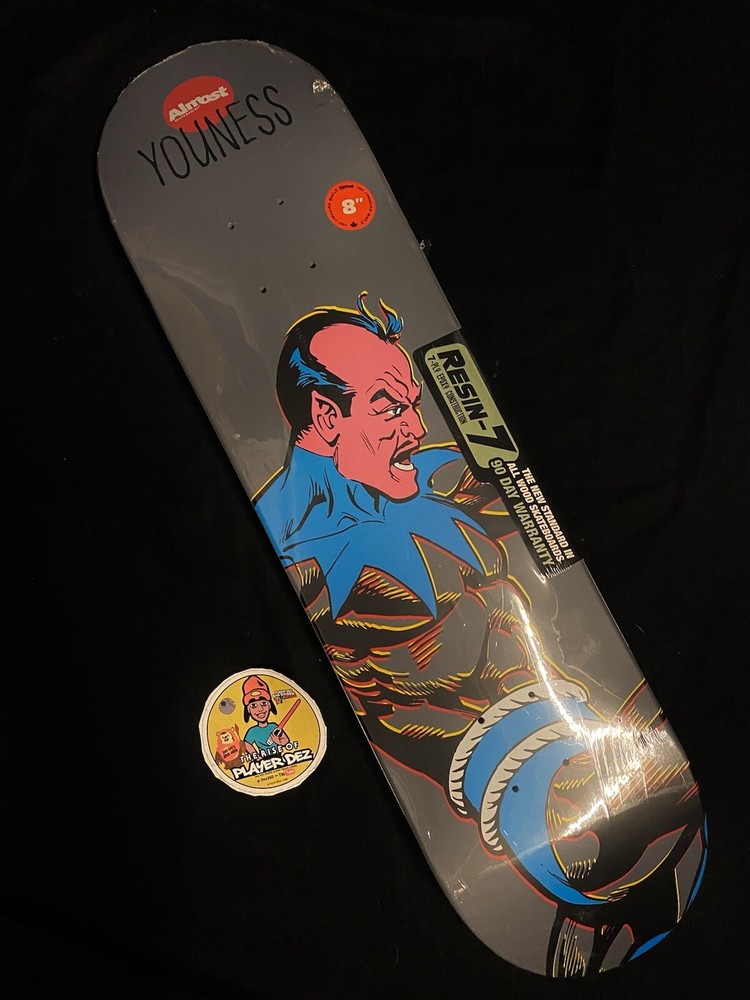 RARE Sinistro Youness Almost DC Comics Skateboard Deck Matte Grey Marvel