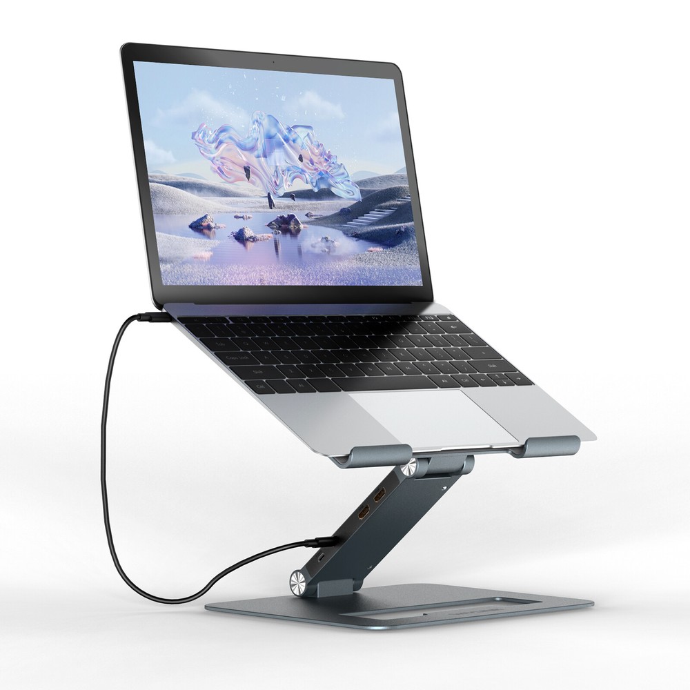 Adjustable Computer Riser Laptop Stand USB C Dock Dual HDMI for 10-17" Laptop