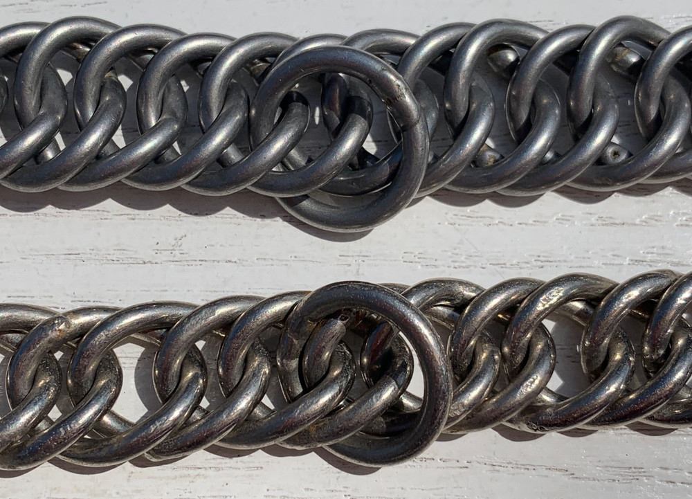 (2) Western English Curb Chains for Bits STAINLESS STEEL Double Link REPLACEMENT