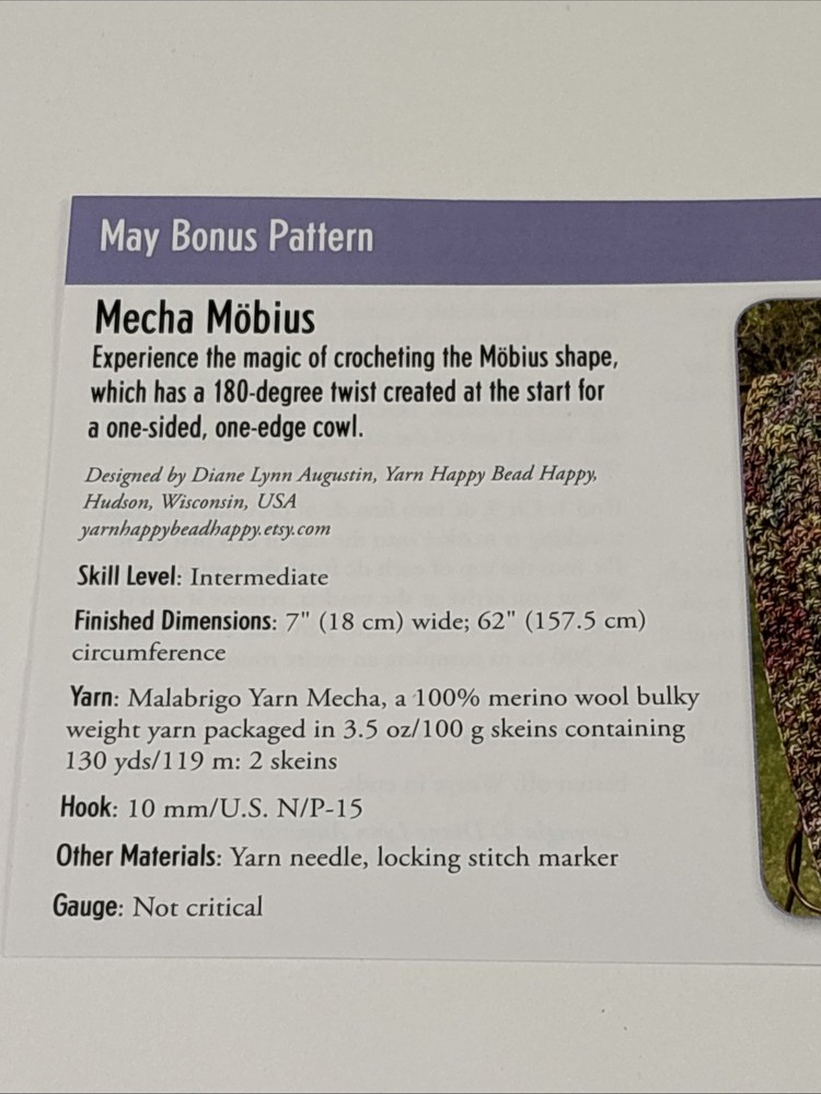 Mecha Mobuis Crochet Pattern Card Page
