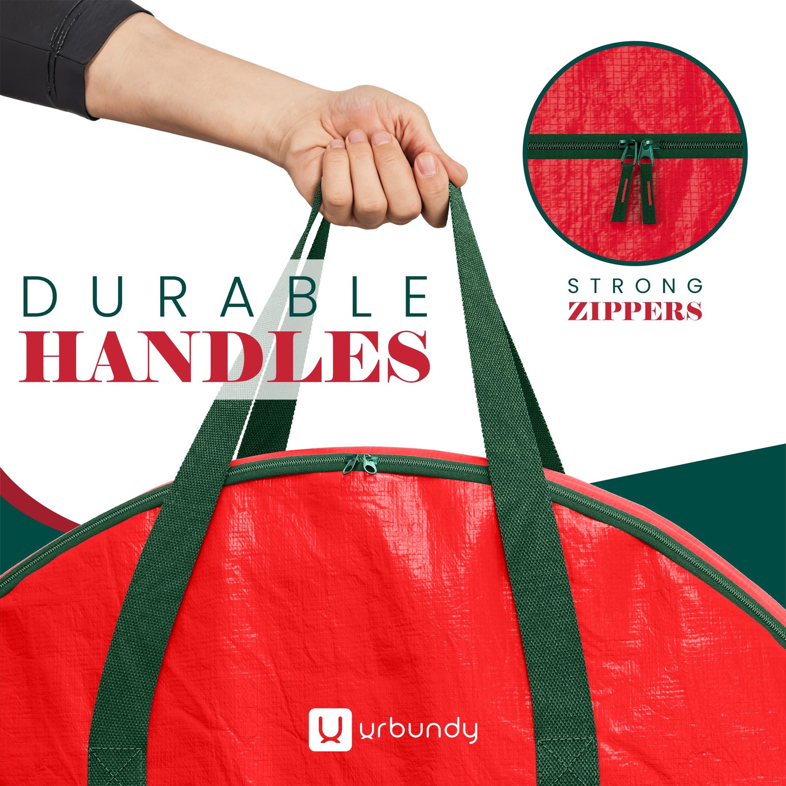 Heavy Duty Wreath Storage Bag 24 Inch 2-Pack Christmas Container Red Waterproof