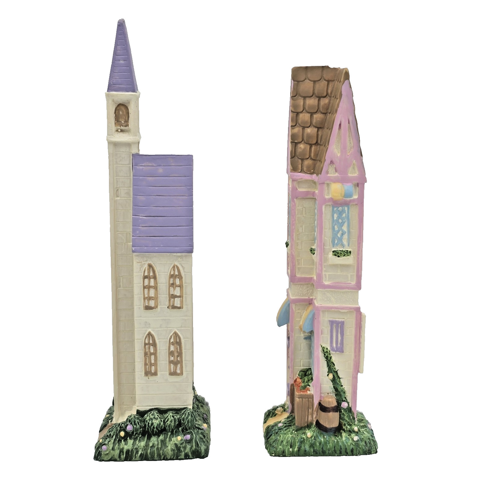 Vintage Easter Village Rabbit Bunny Houses Trees Decor Set of 12