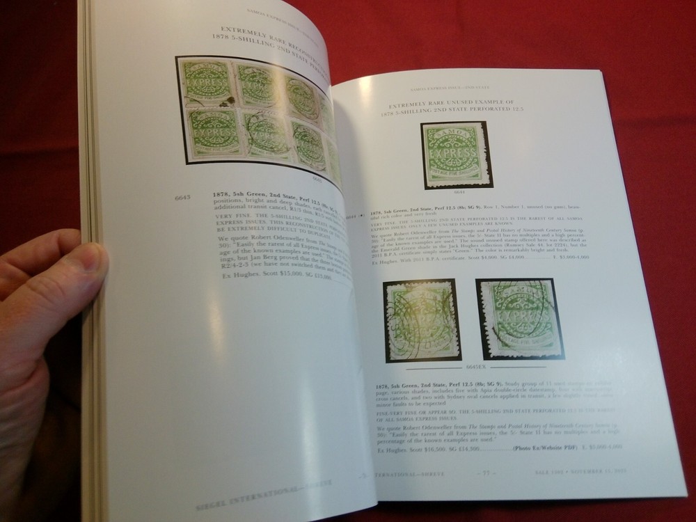 2023 Siegel Catalog for reference and research use on Fiji and Samoa stamps