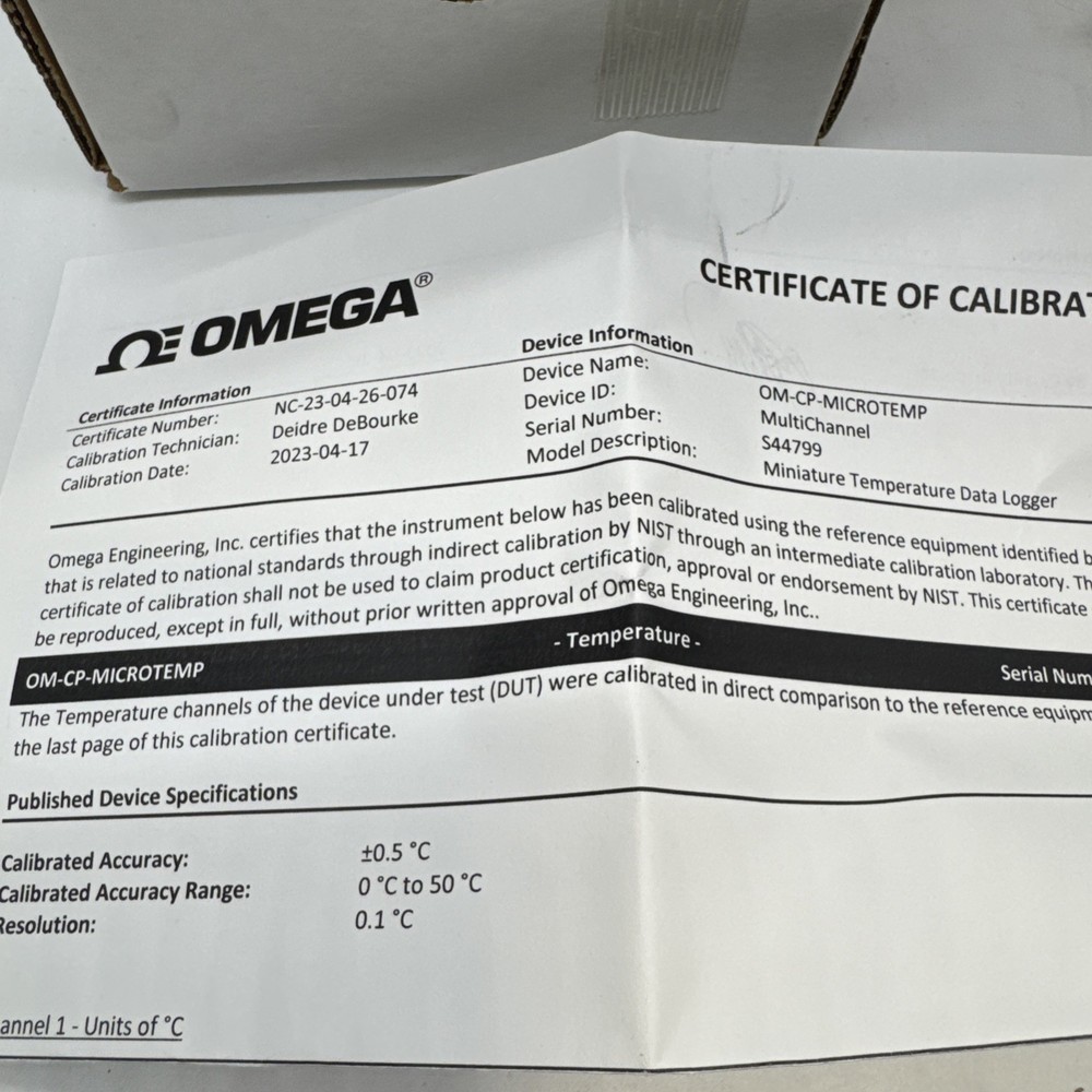 Omega Miniature Submersible Temperature Data Logger