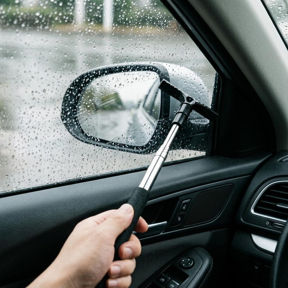 1pc Black Multi-Function Retractable Wiper for Car Rearview Mirror