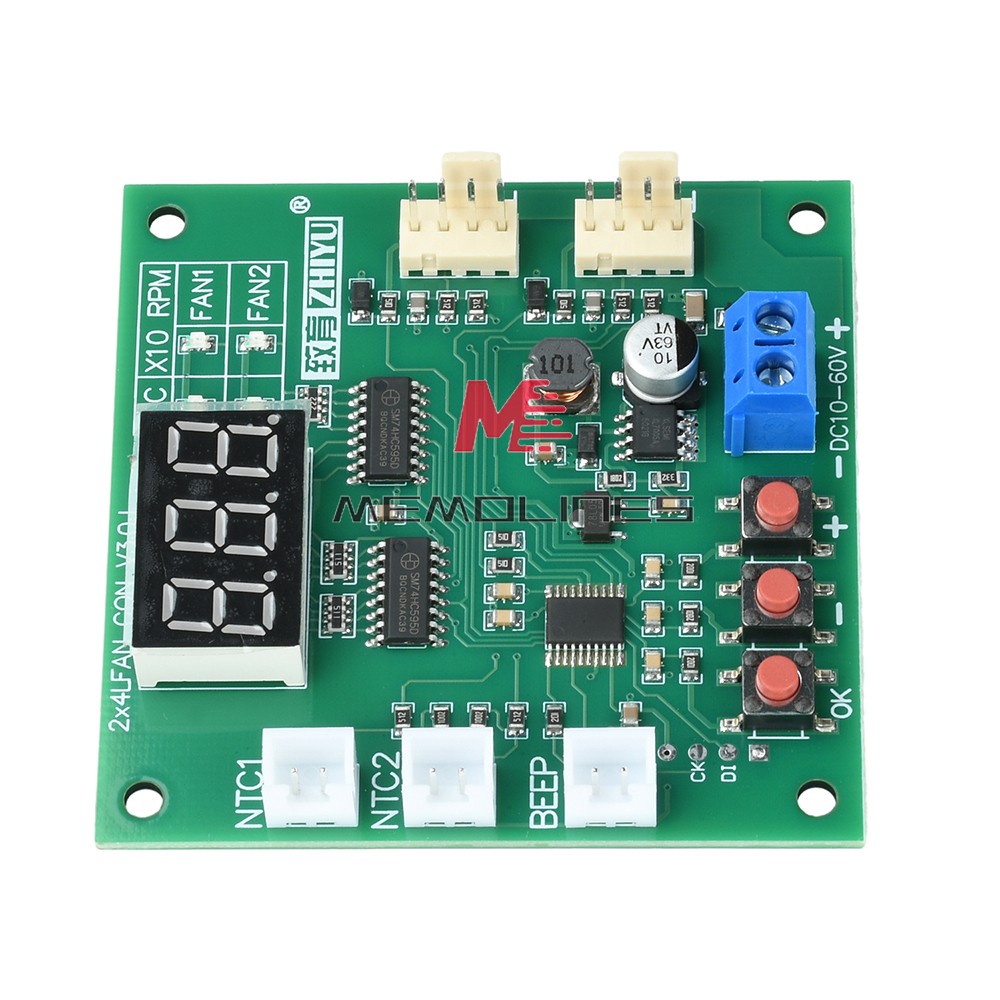 Heat Dissipation PWM 4 Wire Fan Temperature 2-Way Speed Controller Module