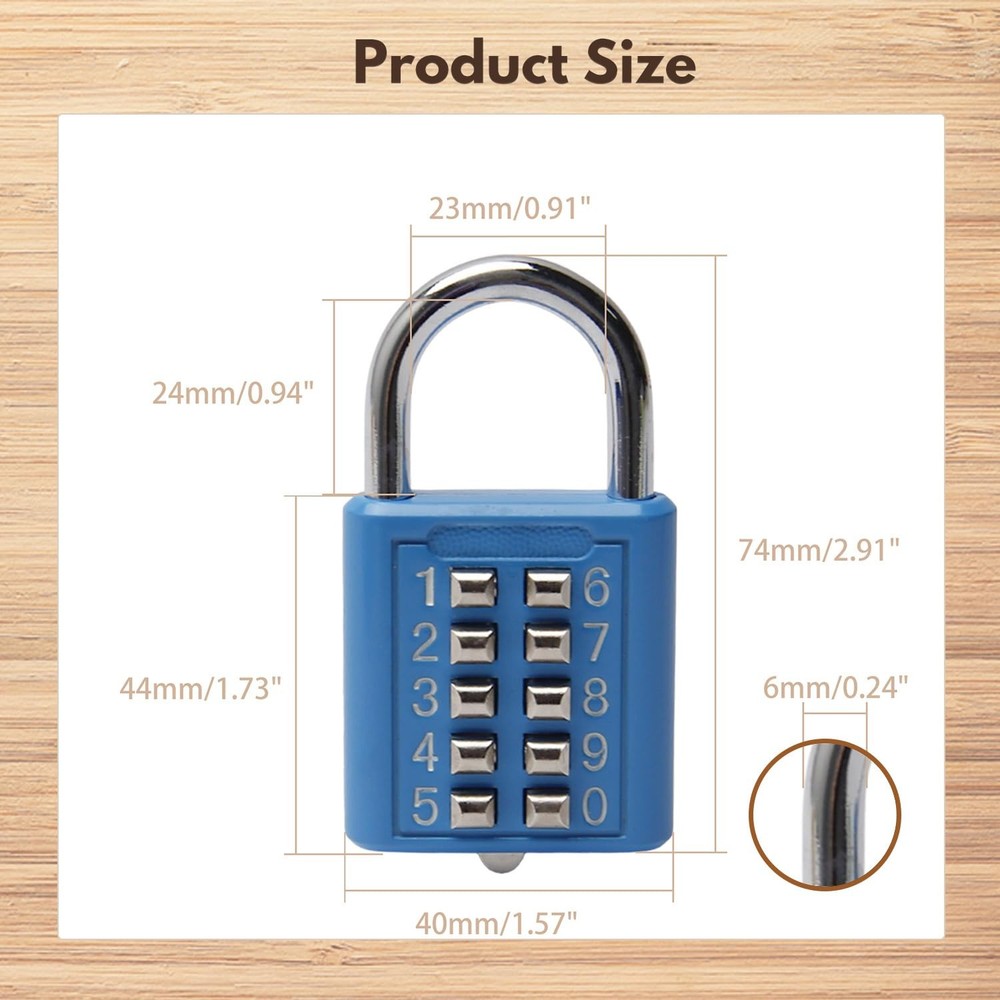 Mioni 10 Digit Push Button Combination 5 Digit Locking Mechanismblue bl