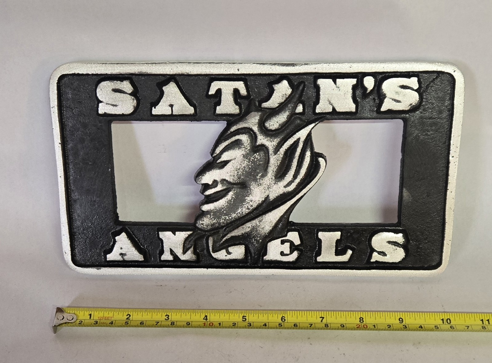 Vintage Cast Aluminum Satan Angles Rare Car Club Plaque Collectable