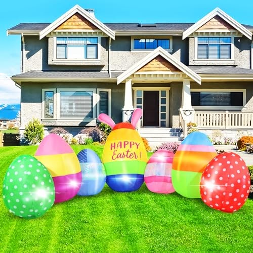 Vibrant Inflatables 10FT Long, Seven Eggs Inflatable Outdoor Easter Eggs