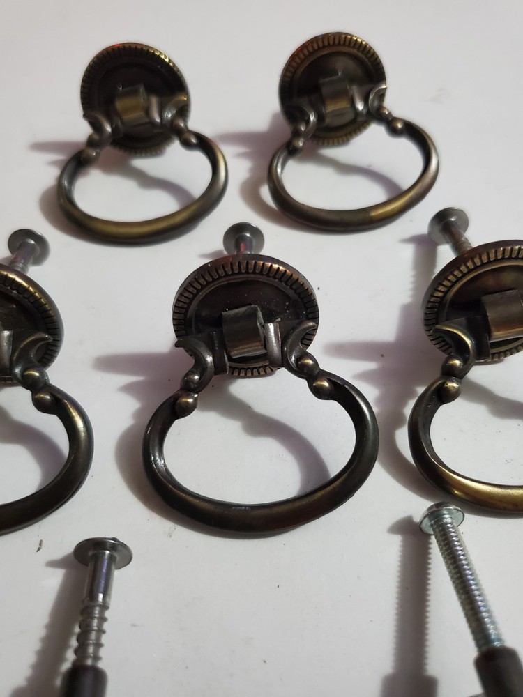 7 vintage drawer pulls pull handles handle Amerock 1964 ornate drop down ring