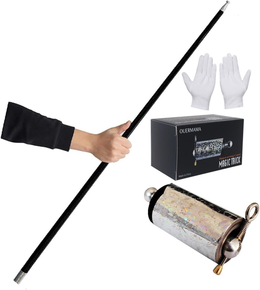 OUERMAMA Black Magic Cane Metal Appearing with Video Tutorial and