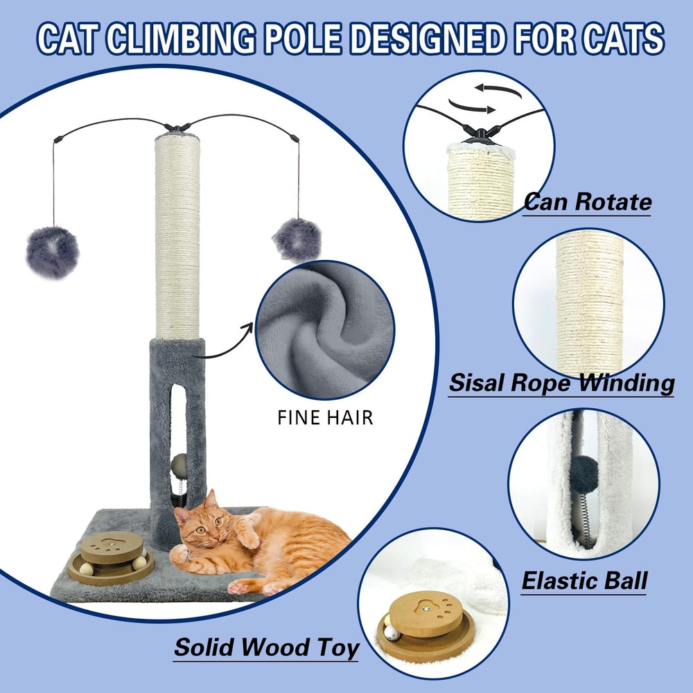 31 Inch Cat Scratching Post Interactive Scratcher with Tracking Ball